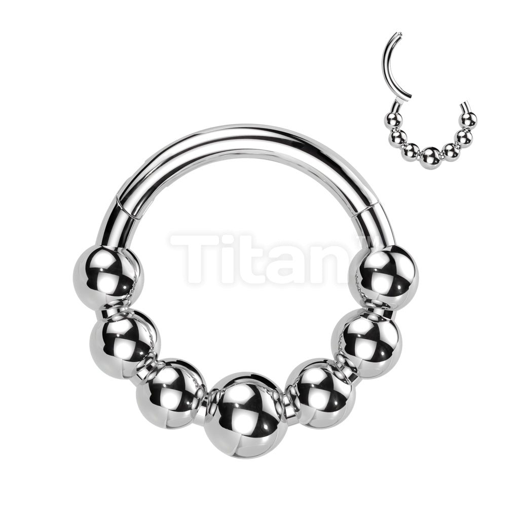 Implant Grade Titanium Hinged Segment Hoop Ring Lined With 7 Beaded Balls - Image 4