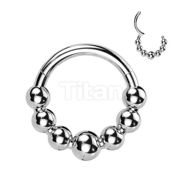 Implant Grade Titanium Hinged Segment Hoop Ring Lined With 7 Beaded Balls - Image 4