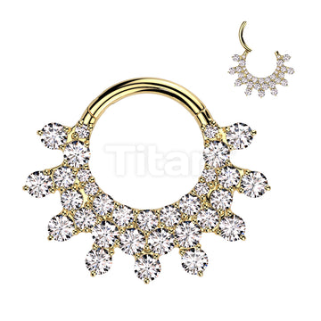 Implant Grade Titanium Hinged Segment Hoop Ring With Forward Facing Pave CZ Fan - Image 3