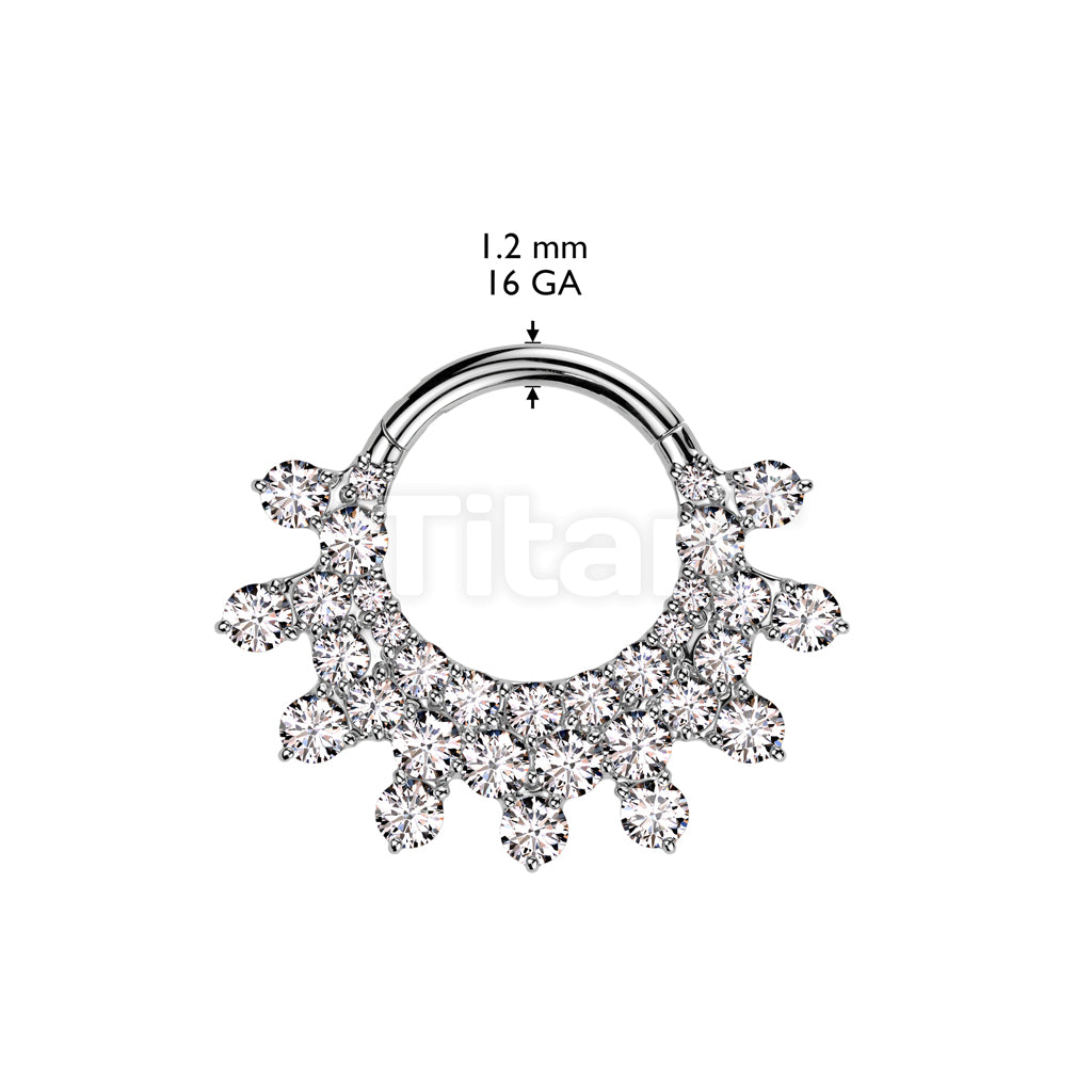 Implant Grade Titanium Hinged Segment Hoop Ring With Forward Facing Pave CZ Fan - Image 4