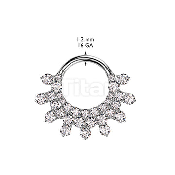Implant Grade Titanium Hinged Segment Hoop Ring With Forward Facing Pave CZ Fan - Image 4