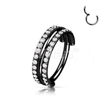 Implant Grade Titanium Hinged Segment Hoop Ring With Outward Facing Triple Stacked Double CZ Line - Image 5