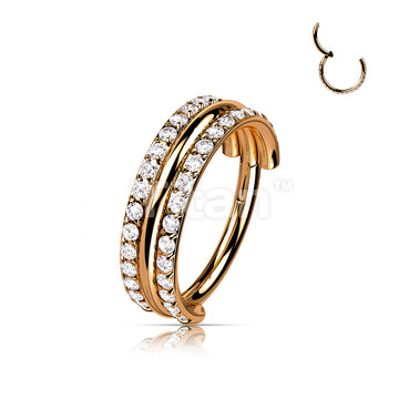 Implant Grade Titanium Hinged Segment Hoop Ring With Outward Facing Triple Stacked Double CZ Line - Image 6