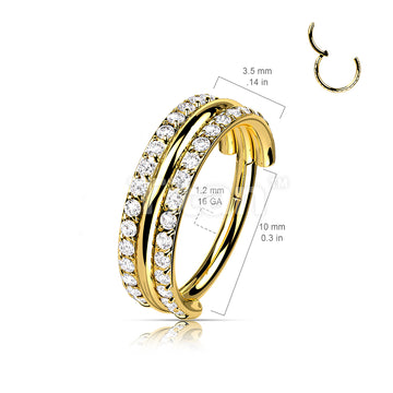 Implant Grade Titanium Hinged Segment Hoop Ring With Outward Facing Triple Stacked Double CZ Line - Image 7