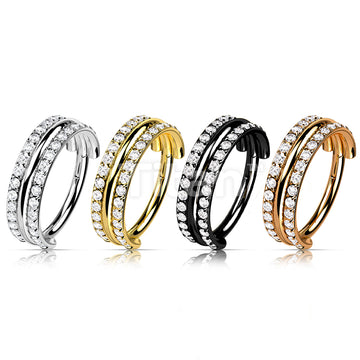Implant Grade Titanium Hinged Segment Hoop Ring With Outward Facing Triple Stacked Double CZ Line - Image 8