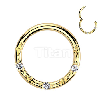 Implant Grade Titanium Hinged Segment Hoop Ring With CNC Set CZ and Faceted Cuts - Image 3