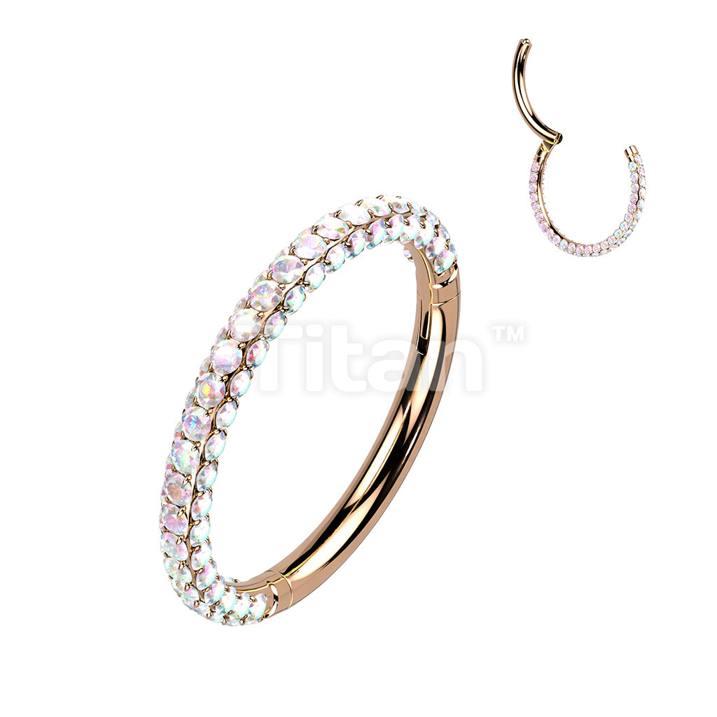 Implant Grade Titanium Hinged Segment Hoop Ring With 3 Pave CZ Sides - Image 4