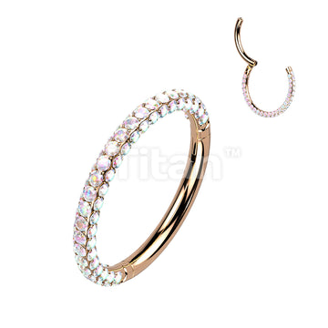 Implant Grade Titanium Hinged Segment Hoop Ring With 3 Pave CZ Sides - Image 4