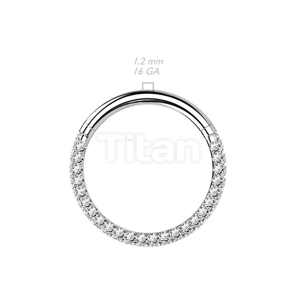 Implant Grade Titanium Hinged Segment Hoop Ring With 3 Pave CZ Sides - Image 5