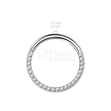 Implant Grade Titanium Hinged Segment Hoop Ring With 3 Pave CZ Sides - Image 5