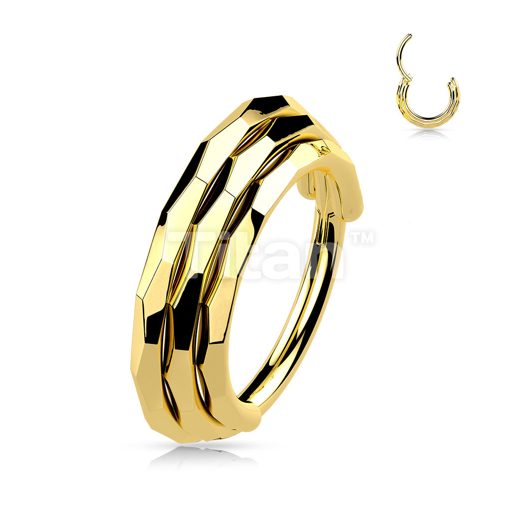 Implant Grade Titanium Triple Stacked Hinged Segment Hoop Ring With Faceted Sides - Image 2