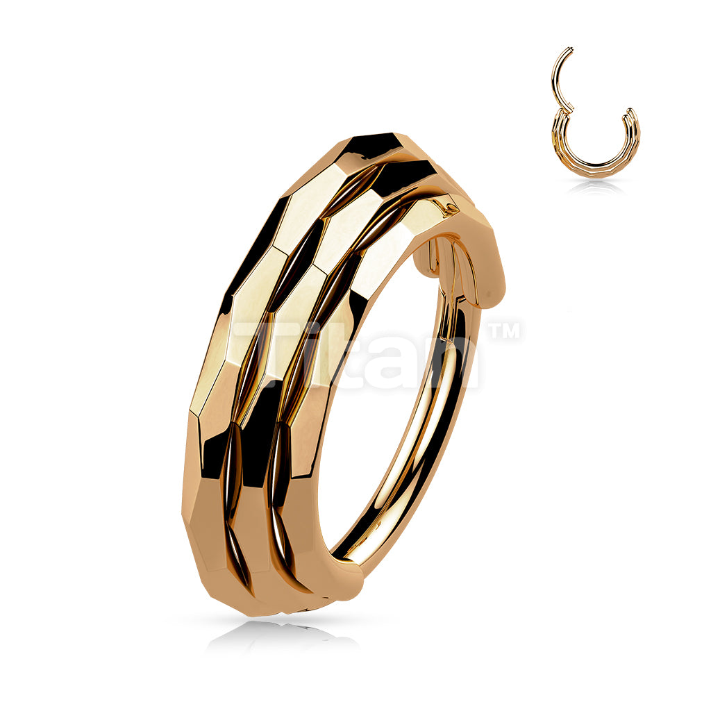 Implant Grade Titanium Triple Stacked Hinged Segment Hoop Ring With Faceted Sides - Image 4