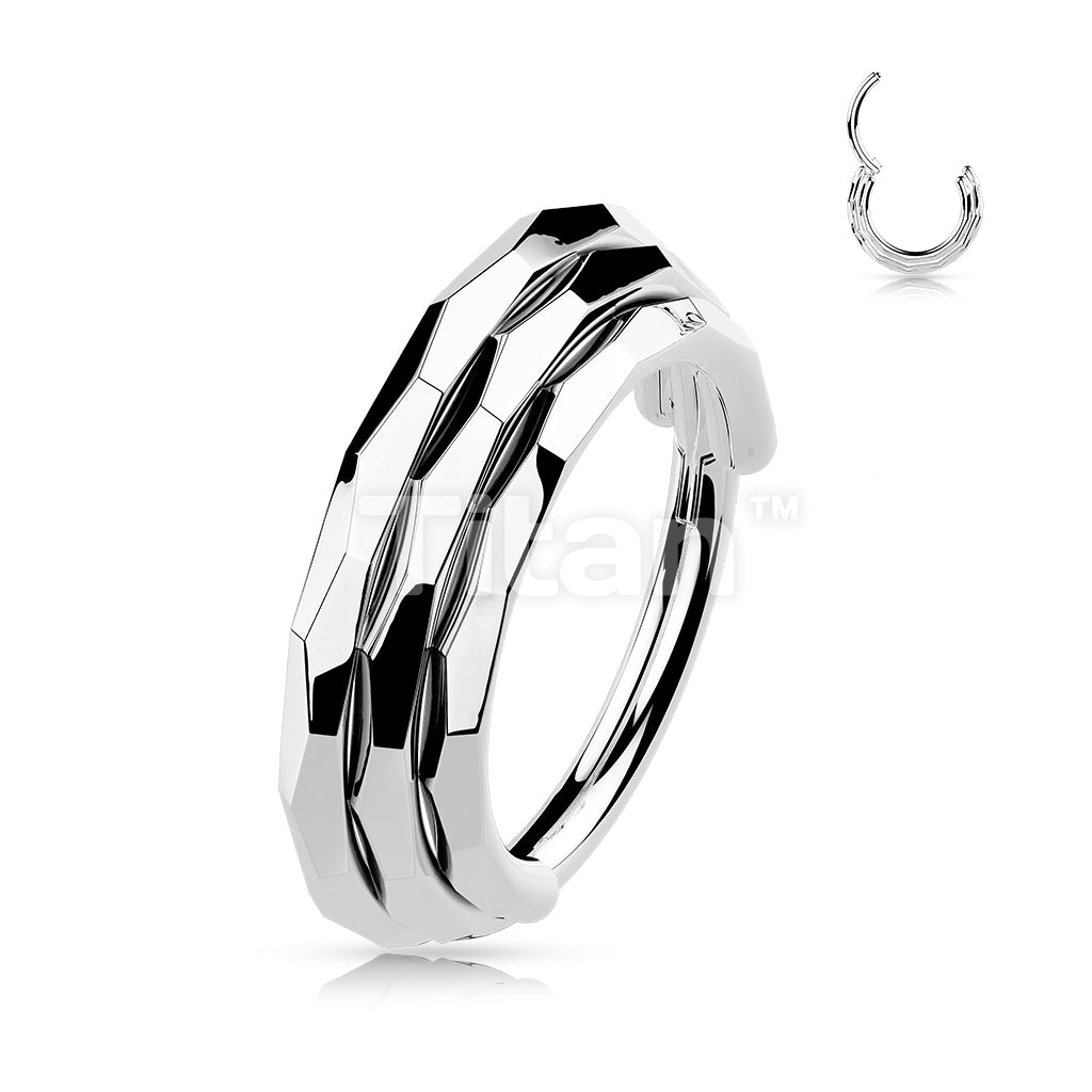 Implant Grade Titanium Triple Stacked Hinged Segment Hoop Ring With Faceted Sides - Image 5