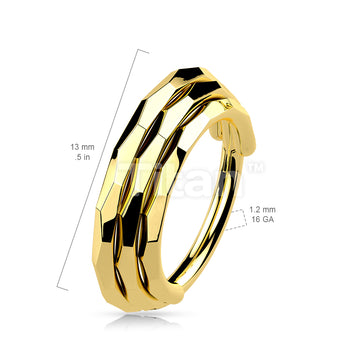 Implant Grade Titanium Triple Stacked Hinged Segment Hoop Ring With Faceted Sides - Image 6