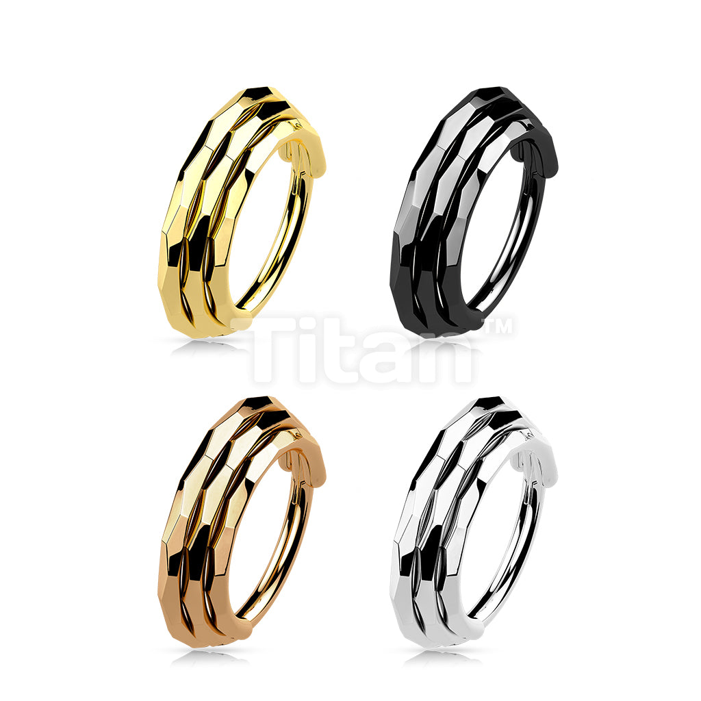 Implant Grade Titanium Triple Stacked Hinged Segment Hoop Ring With Faceted Sides - Image 7