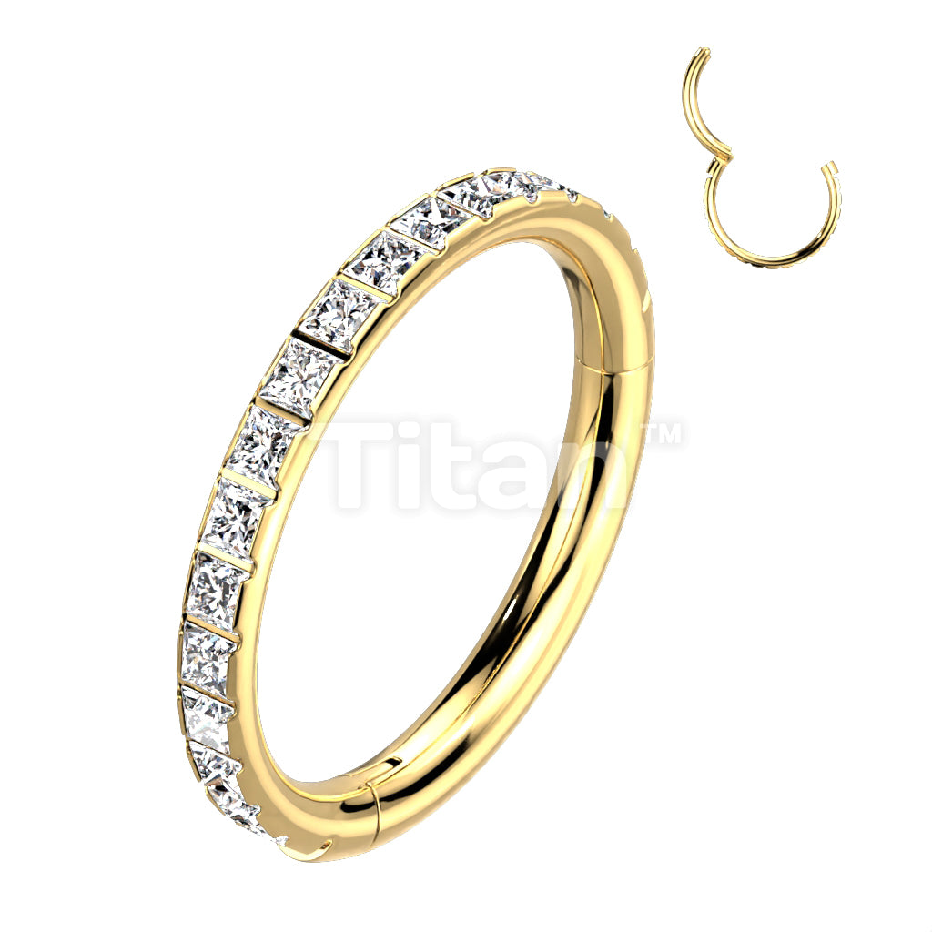 Implant Grade Titanium Hinged Segment Hoop Ring With Pave Outward Facing Square CZs - Image 3