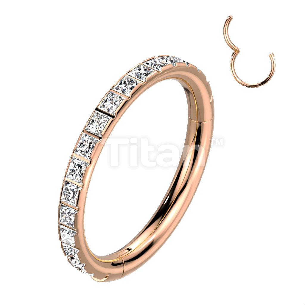 Implant Grade Titanium Hinged Segment Hoop Ring With Pave Outward Facing Square CZs - Image 4