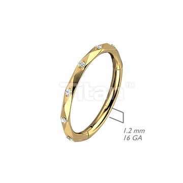 Implant Grade Titanium Hinged Segment Hoop Ring With CZ Accented Diamond Faceted Cuts - Image 6