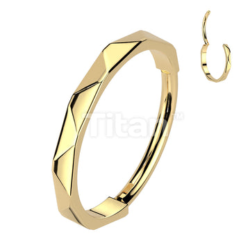 Implant Grade Titanium 20ga Hinged Segment Nose Hoop Ring With Faceted Side - Image 2
