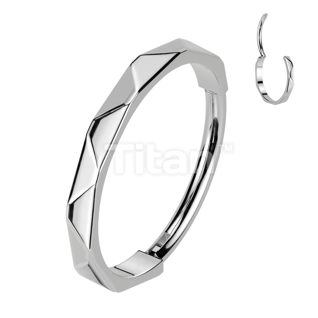 Implant Grade Titanium 20ga Hinged Segment Nose Hoop Ring With Faceted Side - Image 3