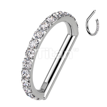 Implant Grade Titanium D Shaped Hinged Segment Ring With Outward Facing CNC CZ Set  - Image 2
