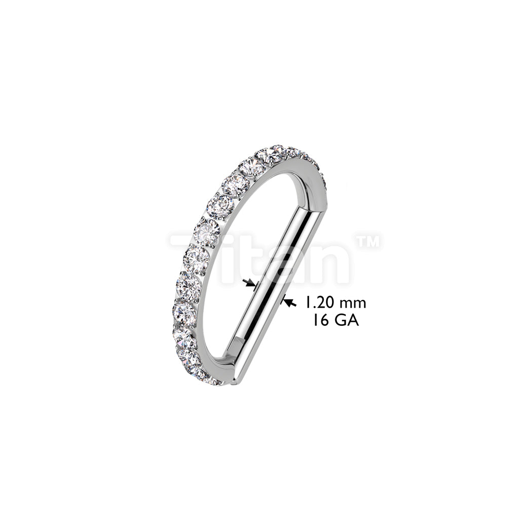 Implant Grade Titanium D Shaped Hinged Segment Ring With Outward Facing CNC CZ Set  - Image 4