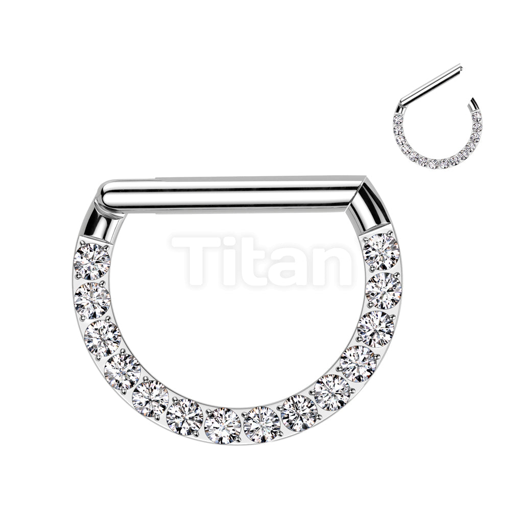 Implant Grade Titanium D Shaped Hinged Segment Ring With Forward Facing CNC CZ Set  - Image 2
