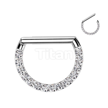 Implant Grade Titanium D Shaped Hinged Segment Ring With Forward Facing CNC CZ Set  - Image 2