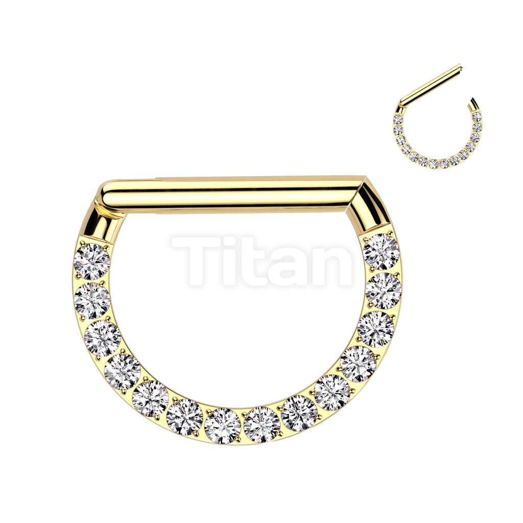 Implant Grade Titanium D Shaped Hinged Segment Ring With Forward Facing CNC CZ Set  - Image 3