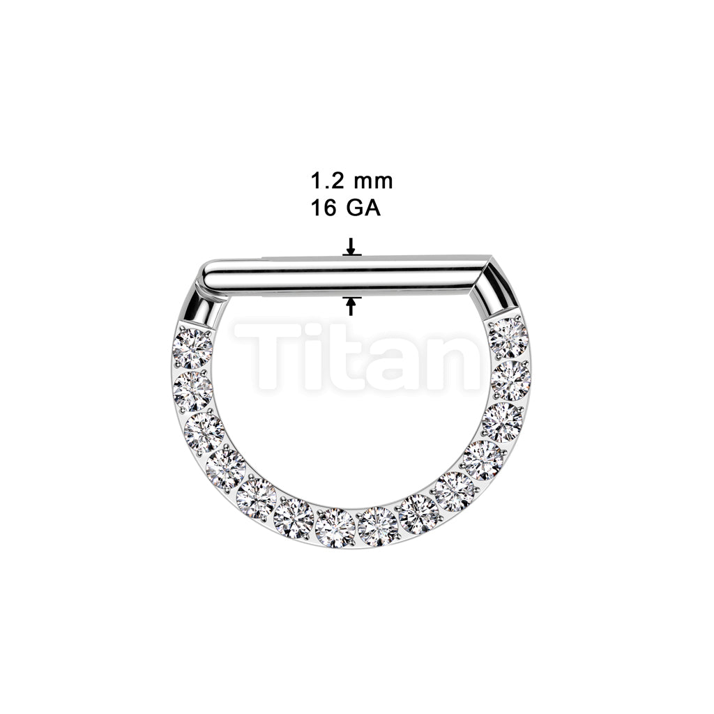 Implant Grade Titanium D Shaped Hinged Segment Ring With Forward Facing CNC CZ Set  - Image 4