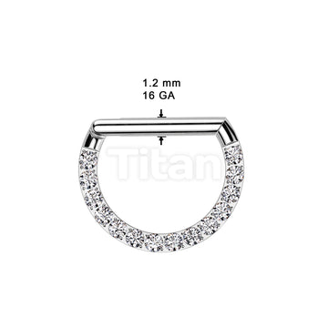 Implant Grade Titanium D Shaped Hinged Segment Ring With Forward Facing CNC CZ Set  - Image 4