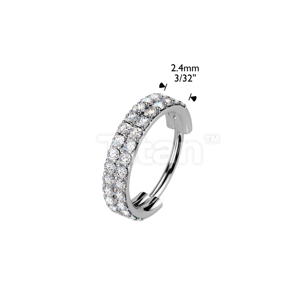 Titanium 18g & 20ga Hinged Segment Hoop Ring With Double Lined Outward Facing CZs - Image 4