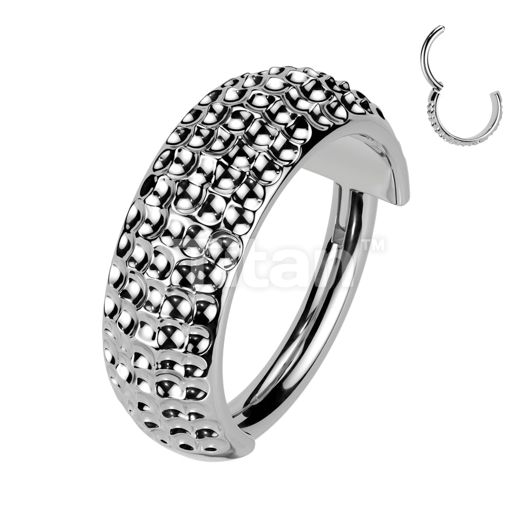 Implant Grade Titanium Wide Hinged Segment Hoop Ring Lined With Ball Cuts - Image 2