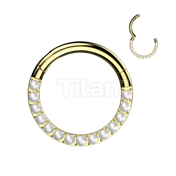 Implant Grade Titanium Hinged Segment Ring With Forward Facing CNC Pearl Set  - Image 2