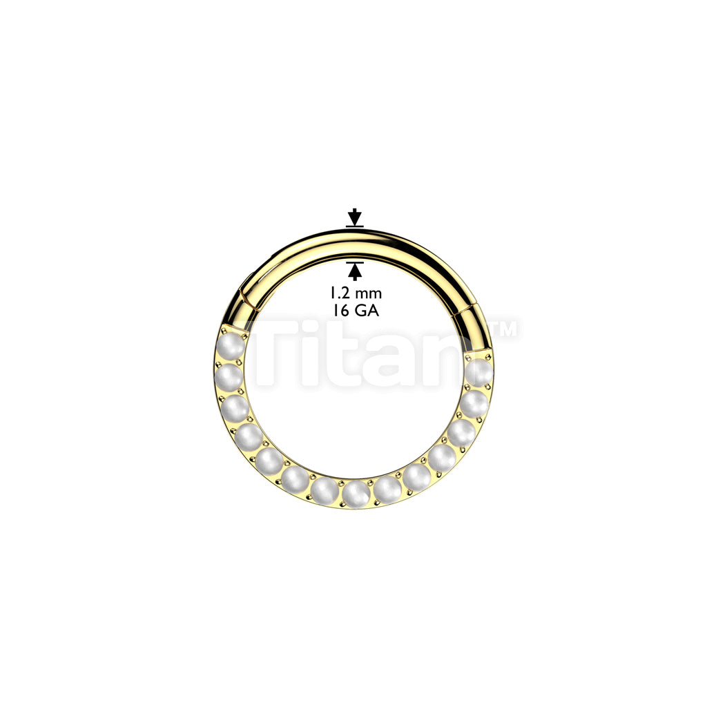 Implant Grade Titanium Hinged Segment Ring With Forward Facing CNC Pearl Set  - Image 4