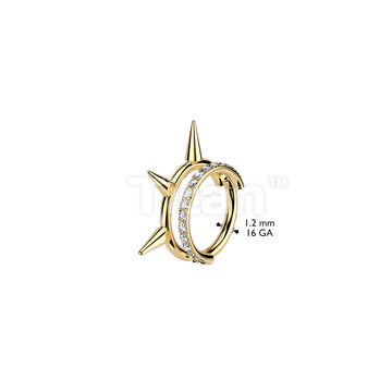 Implant Grade Titanium Hinged Segment Double Hoop Ring With Outward Facing Pave CZ Line and 3 Spikes - Image 4
