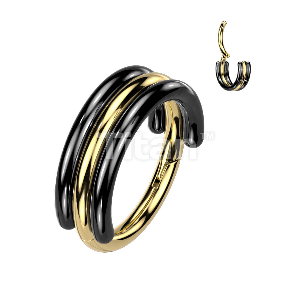 Implant Grade Titanium Hinged Segment Hoop Ring With Triple Stacked Dual Tone Hoops - Image 2