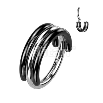 Implant Grade Titanium Hinged Segment Hoop Ring With Triple Stacked Dual Tone Hoops - Image 3