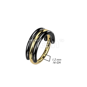 Implant Grade Titanium Hinged Segment Hoop Ring With Triple Stacked Dual Tone Hoops - Image 4