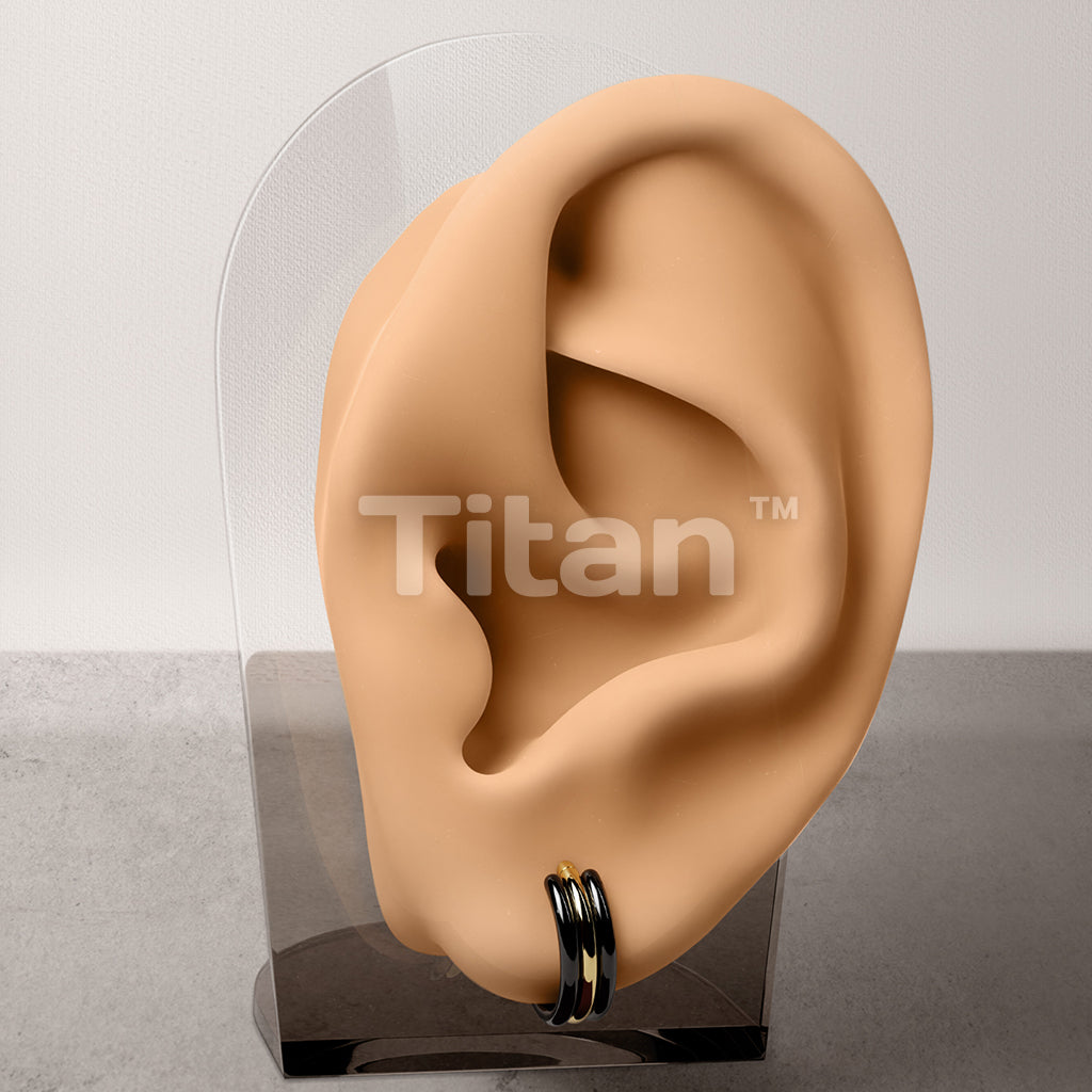 Implant Grade Titanium Hinged Segment Hoop Ring With Triple Stacked Dual Tone Hoops - Image 5