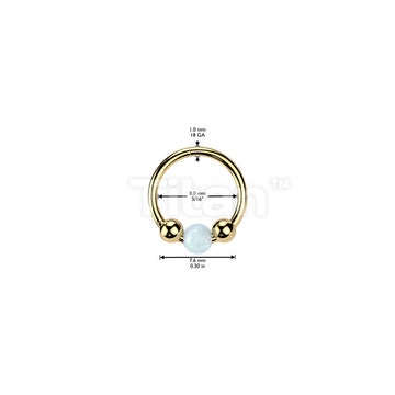 Implant Grade Titanium Hinged Segment Hoop Ring Opal Ball Centered 18ga Nose, Ear Hoops - Image 4
