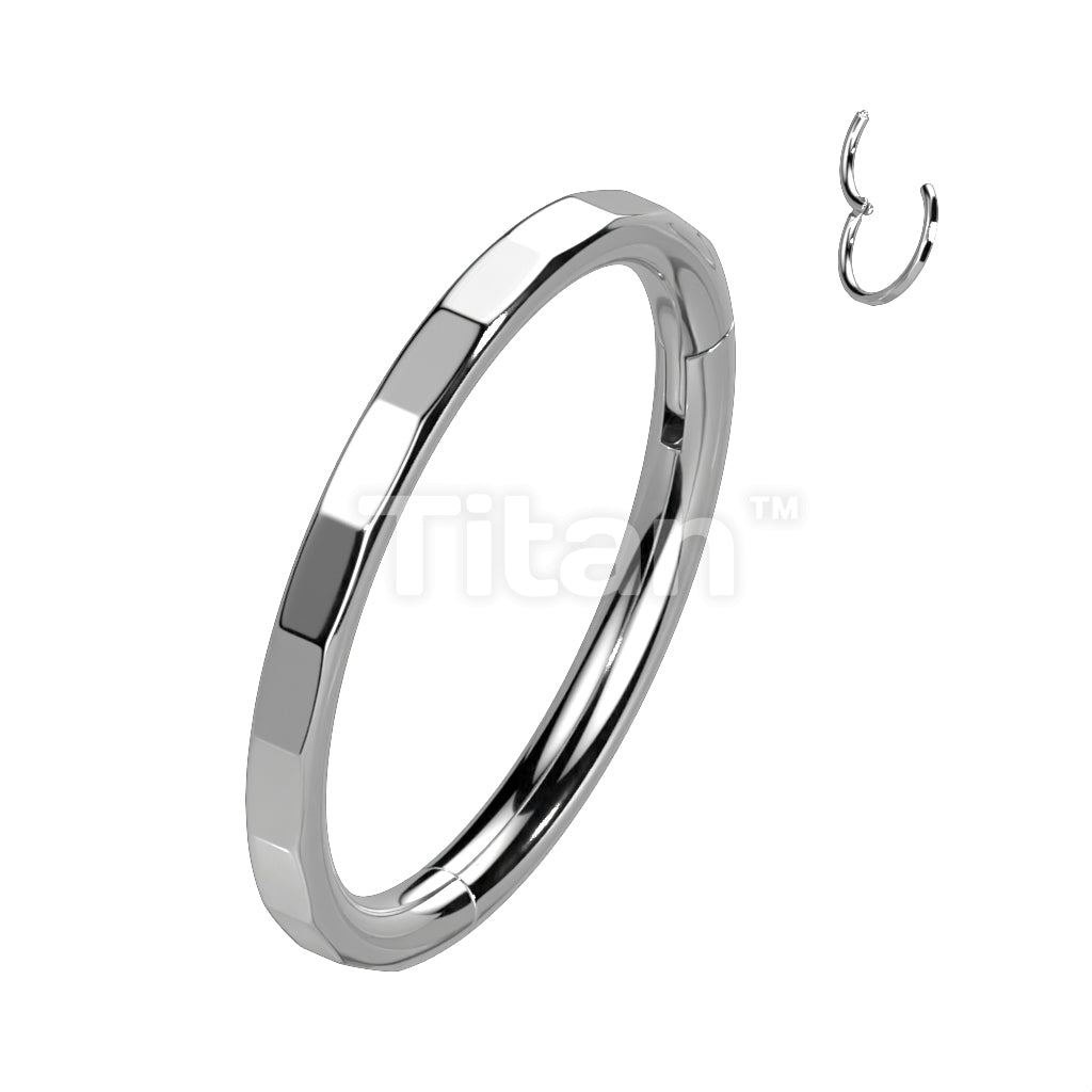 Implant Grade Titanium Hinged Segment Hoop Ring With Outward Facing Rectangular Facets - Image 5