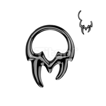 Implant Grade Titanium Hinged Segment Hoop Ring With Tribal Fangs - Image 3