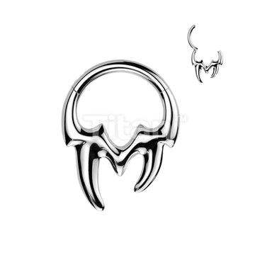 Implant Grade Titanium Hinged Segment Hoop Ring With Tribal Fangs - Image 4