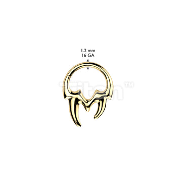 Implant Grade Titanium Hinged Segment Hoop Ring With Tribal Fangs - Image 5