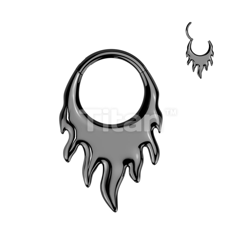 Implant Grade Titanium Hinged Segment Hoop Ring With Flames - Image 3