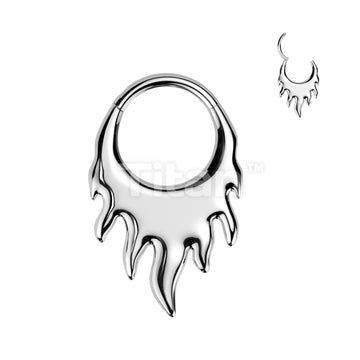 Implant Grade Titanium Hinged Segment Hoop Ring With Flames - Image 4