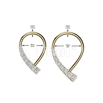 Implant Grade Titanium Hinged Teardrop Segment Hoop Ring With CNC CZ Pave On One Side - Image 6