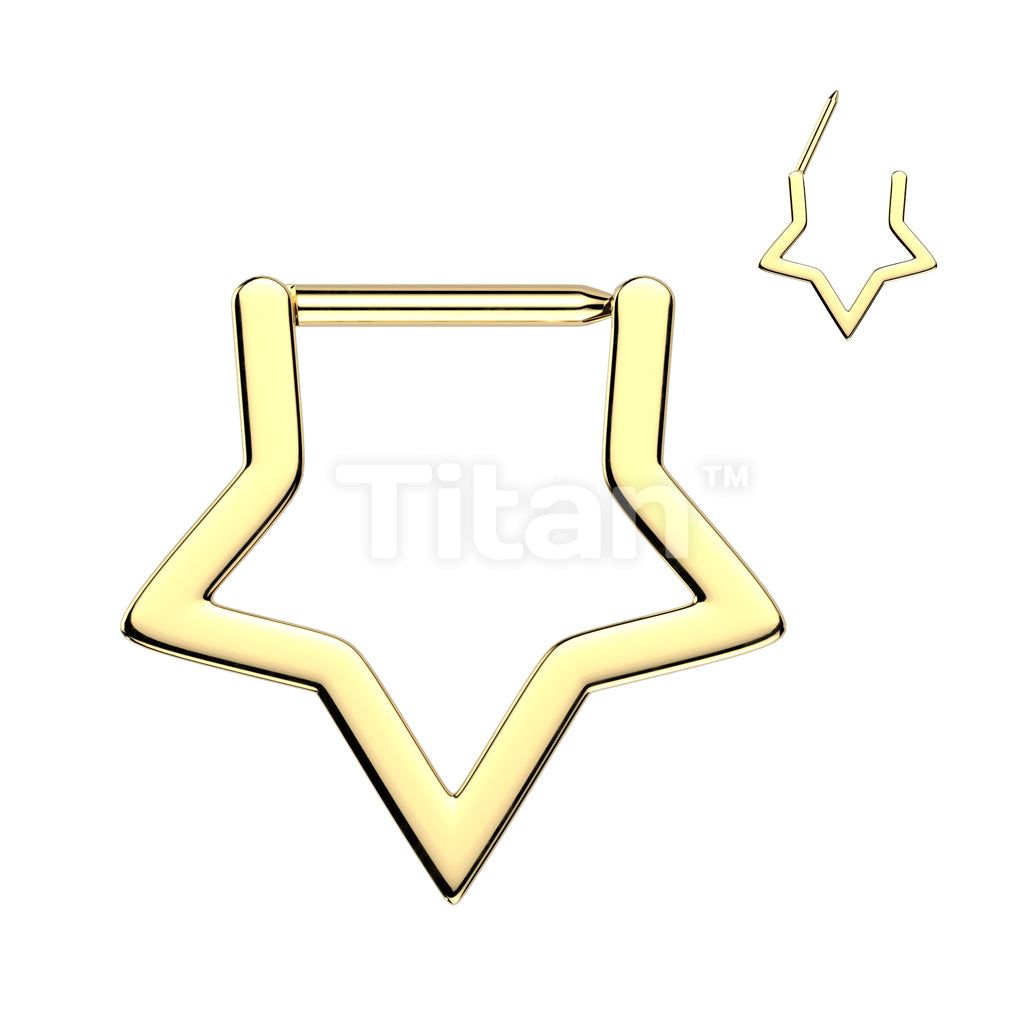 Implant Grade Titanium Hinged Hollow Star Segment Hoop Ring With Straight Bar  - Image 2