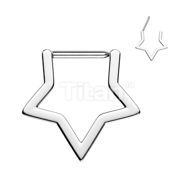 Implant Grade Titanium Hinged Hollow Star Segment Hoop Ring With Straight Bar  - Image 3